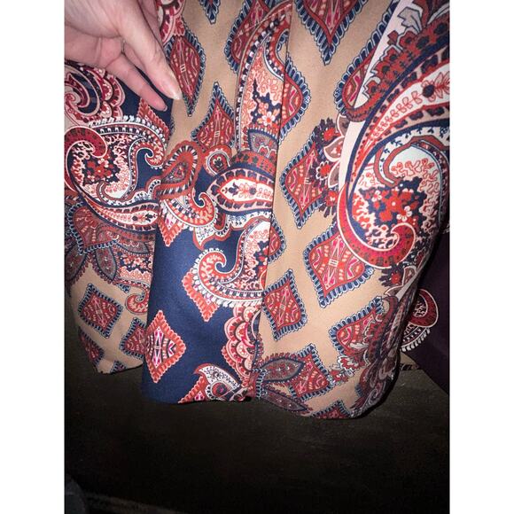 Chico’s Drama Patch Old Money Mob Wife Boho western Brown Blue Duster / Coat - Picture 12 of 13